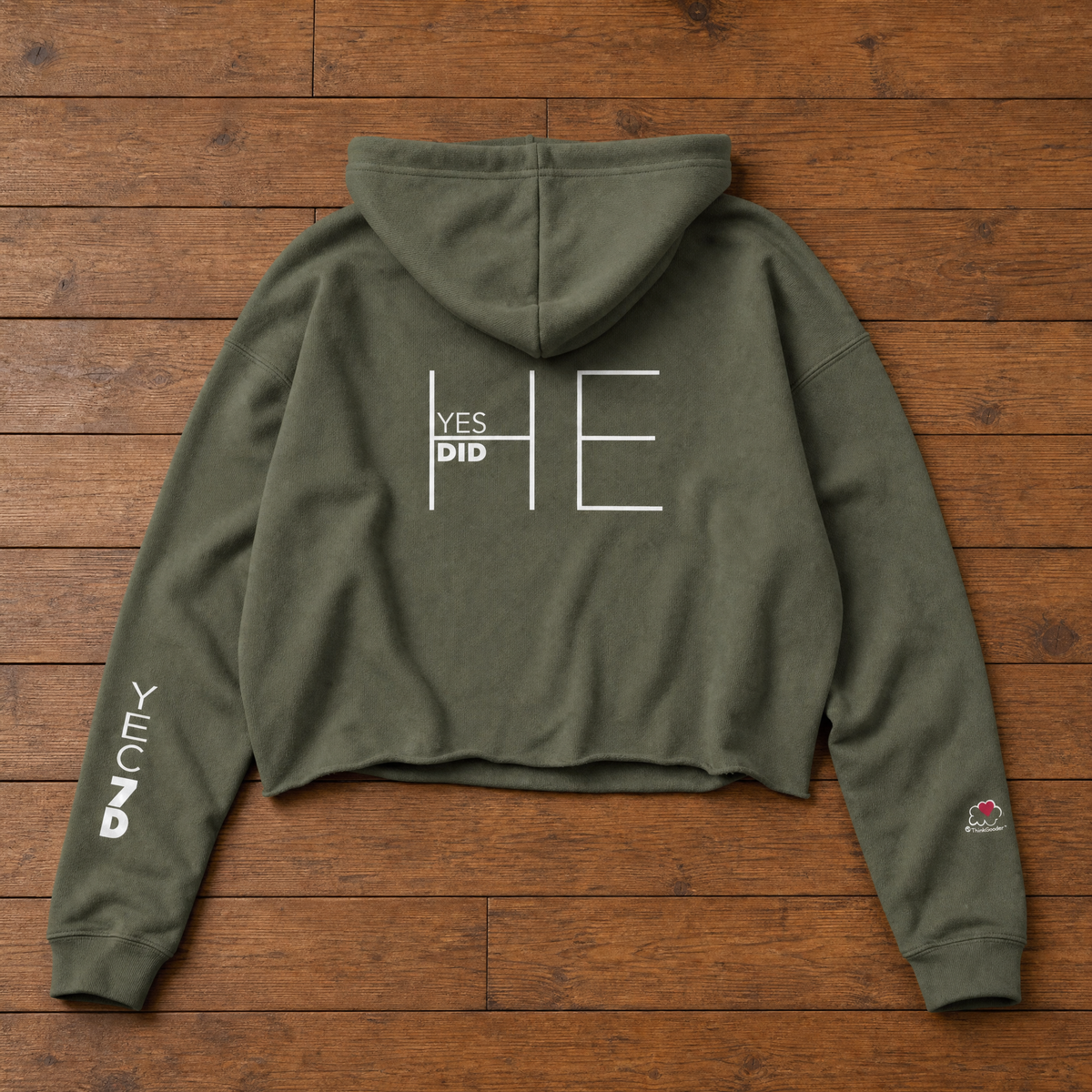 YEC 7D Yes HE Did - White Design - Women Crop Hoodie