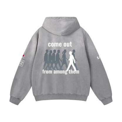 Be Separate - Gray Design - Heavyweight Sunfade Oversized Hoodie