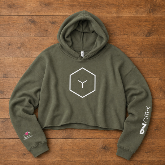 YEC 7D Yes HE Did - White Design - Women Crop Hoodie