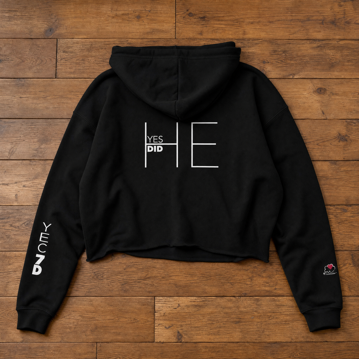 YEC 7D Yes HE Did - White Design - Women Crop Hoodie