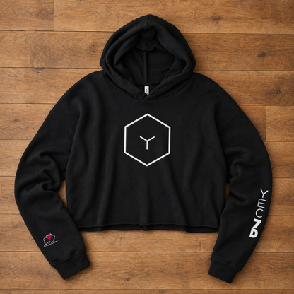 YEC 7D Yes HE Did - White Design - Women Crop Hoodie