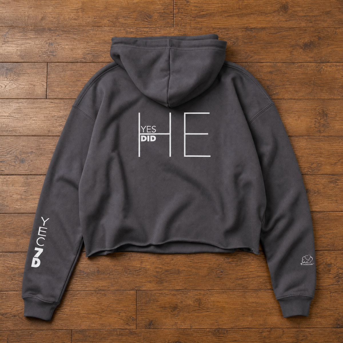 YEC 7D Yes HE Did - White Design - Women Crop Hoodie