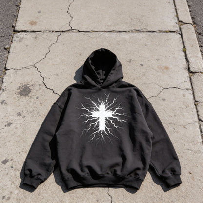 Darkness To Light - Lightning Design - Oversize Fleeced Hoodie