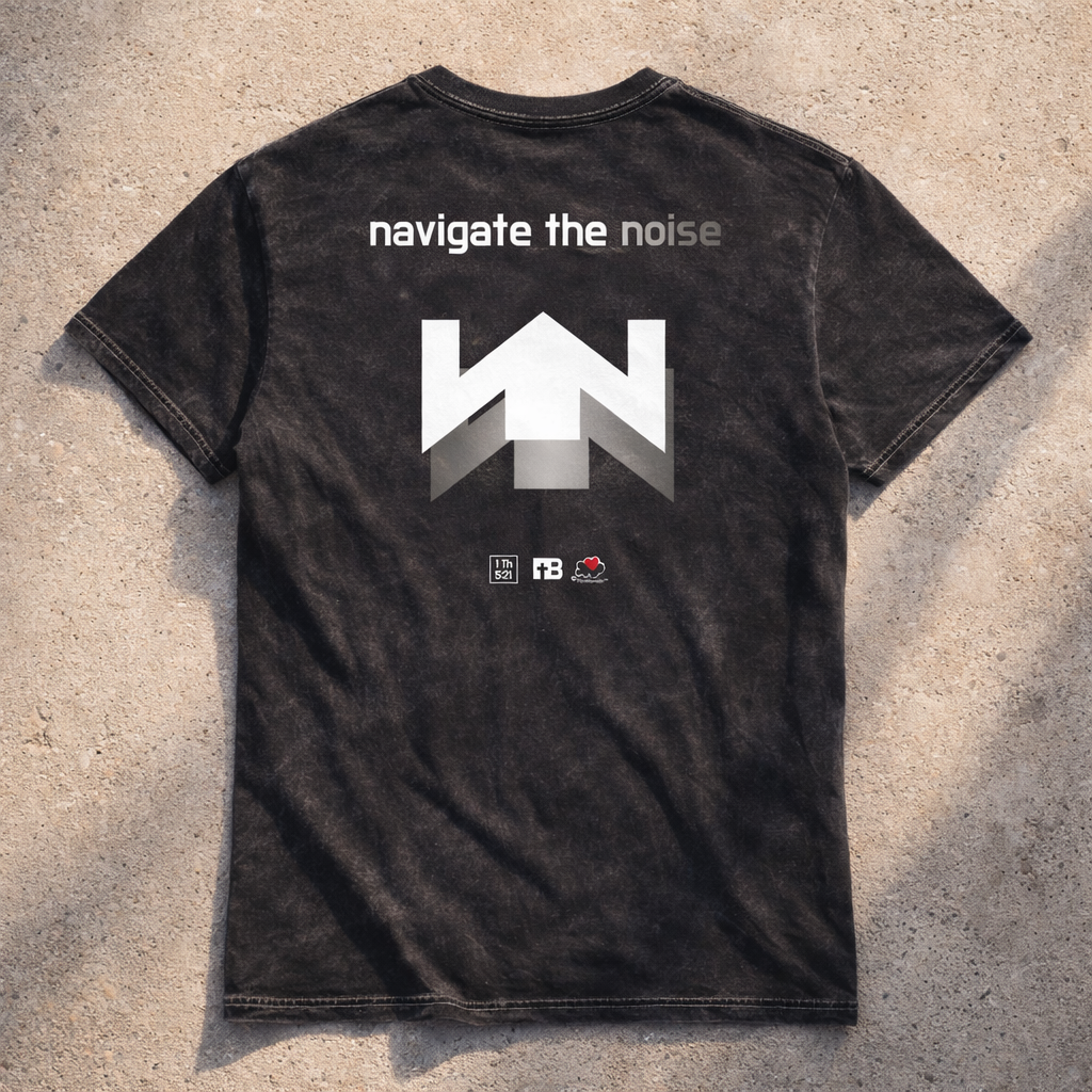 Navigate the Noise - White Design - Cotton Vintage Wash T-Shirt