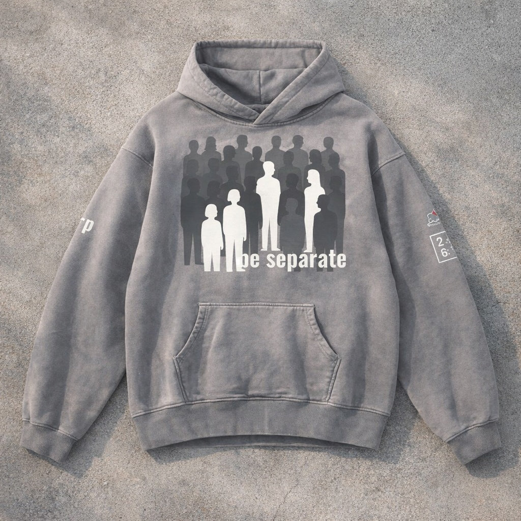 Be Separate - Gray Design - Heavyweight Sunfade Oversized Hoodie