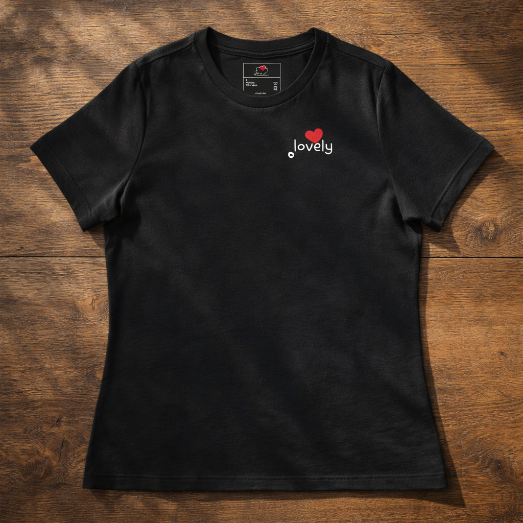 Think Lovely - White Design - Cotton - Women - Relaxed Tee
