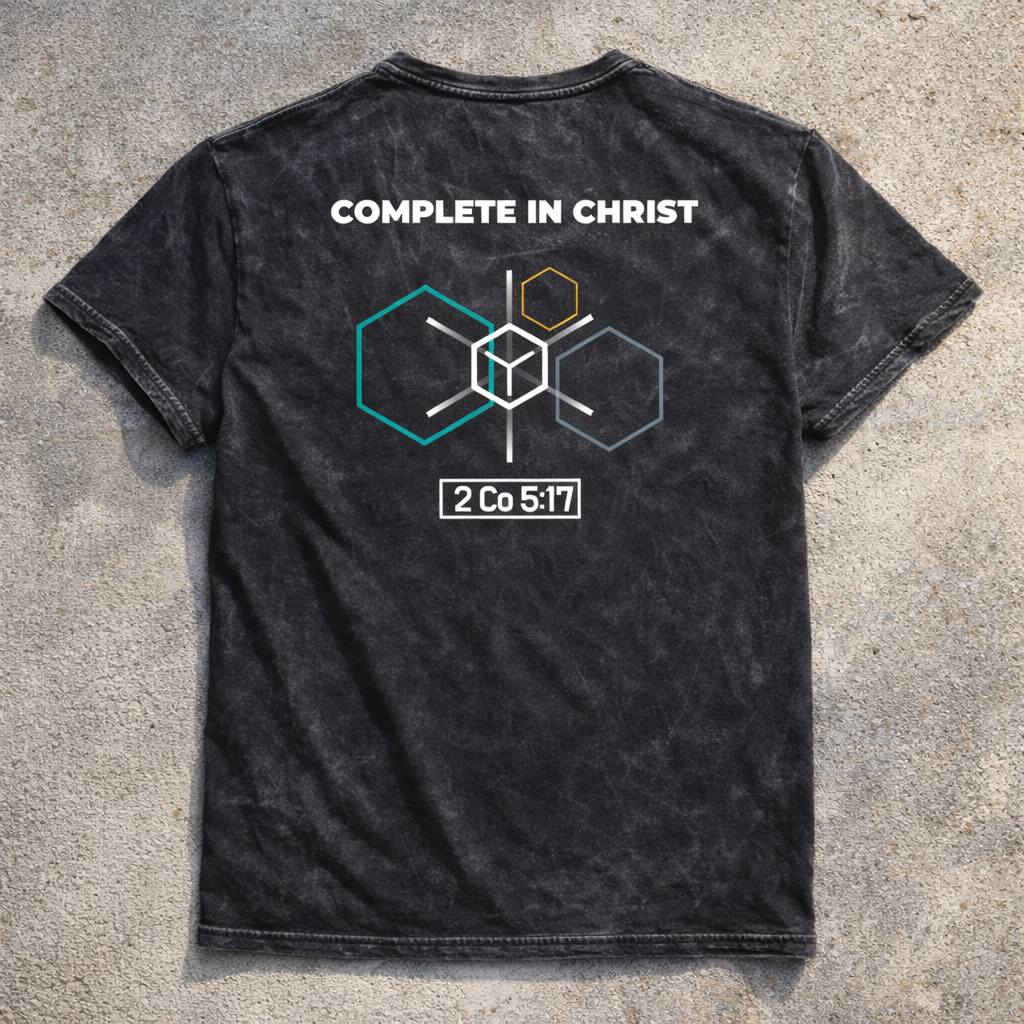Complete In Christ - White Design - Cotton Vintage Wash T-Shirt