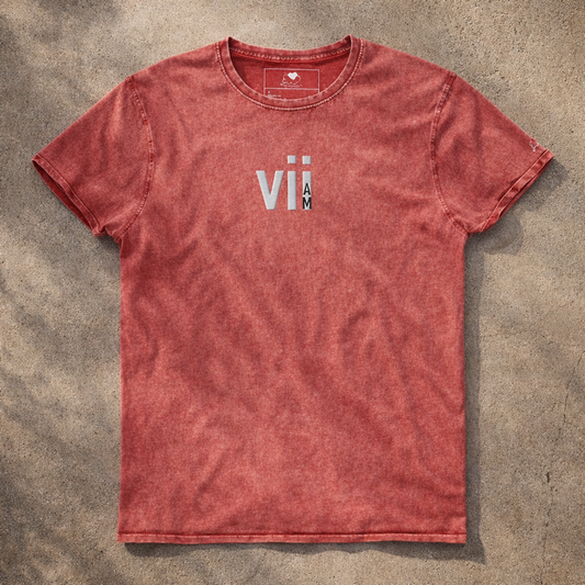 I AM Omega - Embroided - Denim T-Shirt