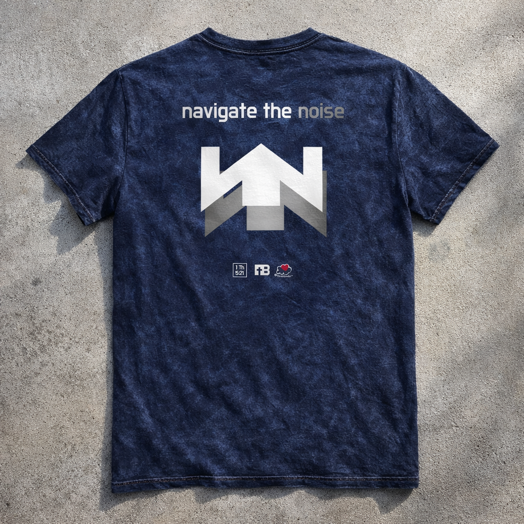 Navigate the Noise - White Design - Cotton Vintage Wash T-Shirt