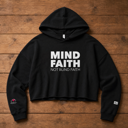 Mind Faith - White Design - Women Crop Hoodie