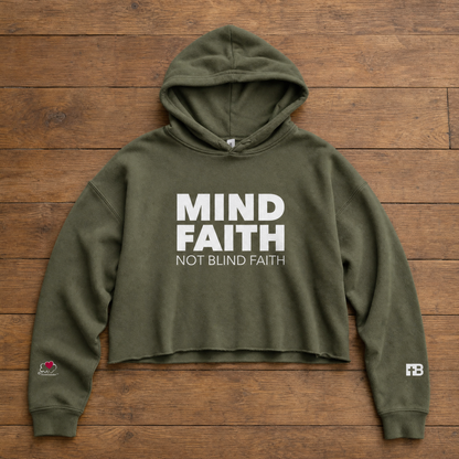 Mind Faith - White Design - Women Crop Hoodie