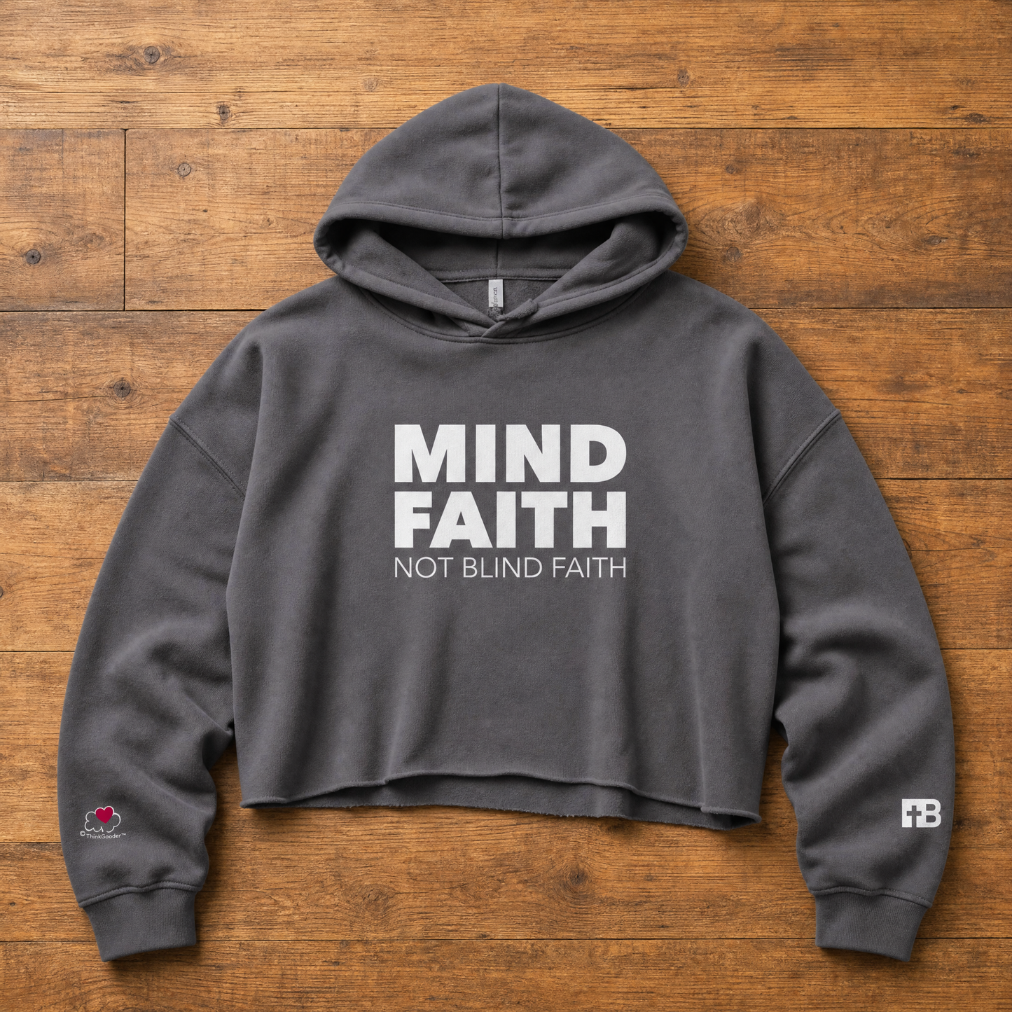 Mind Faith - White Design - Women Crop Hoodie