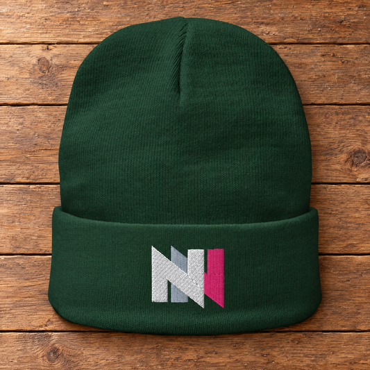 Navigate The Noise - White + Pink Design - Embroidered Beanie