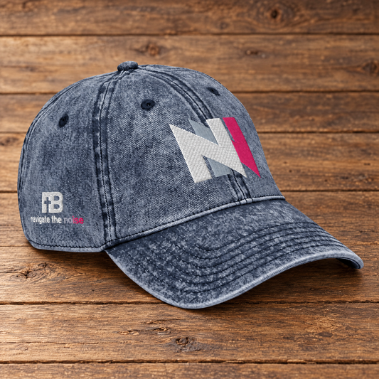 Navigate The Noise - White + Pink Design - Cotton - Vintage Twill Cap