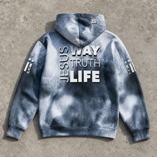 Jesus Way Truth Life - Oversized Cotton Hoodie
