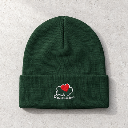 ThinkGooder - White Design - Embroidered Beanie