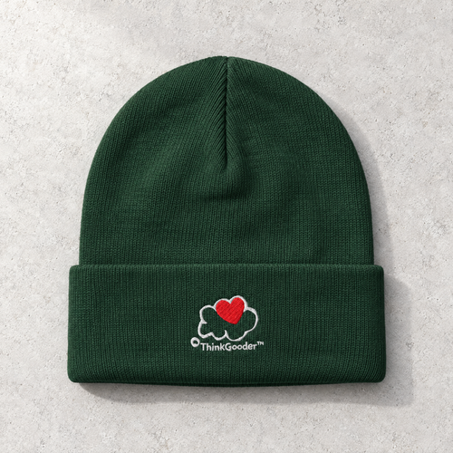 ThinkGooder - White Design - Embroidered Beanie