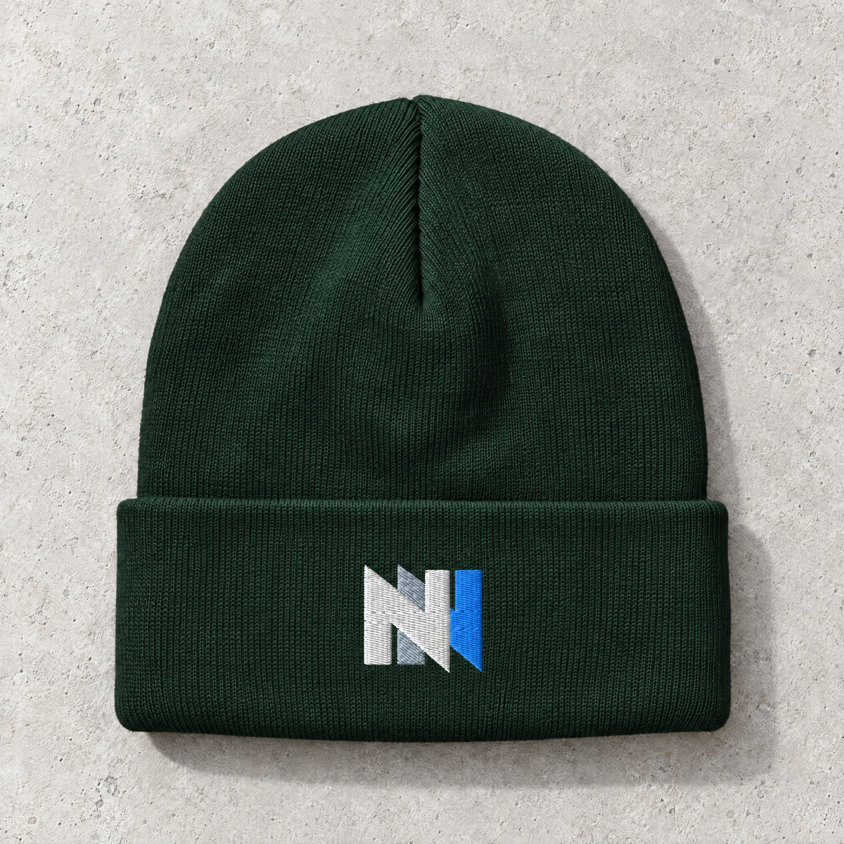 Navigate The Noise - White + Blue Design - Embroidered Beanie