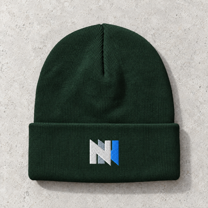 Navigate The Noise - White + Blue Design - Embroidered Beanie
