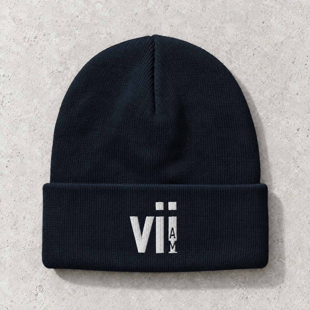 i AM Omega - White Design - Embroidered Beanie