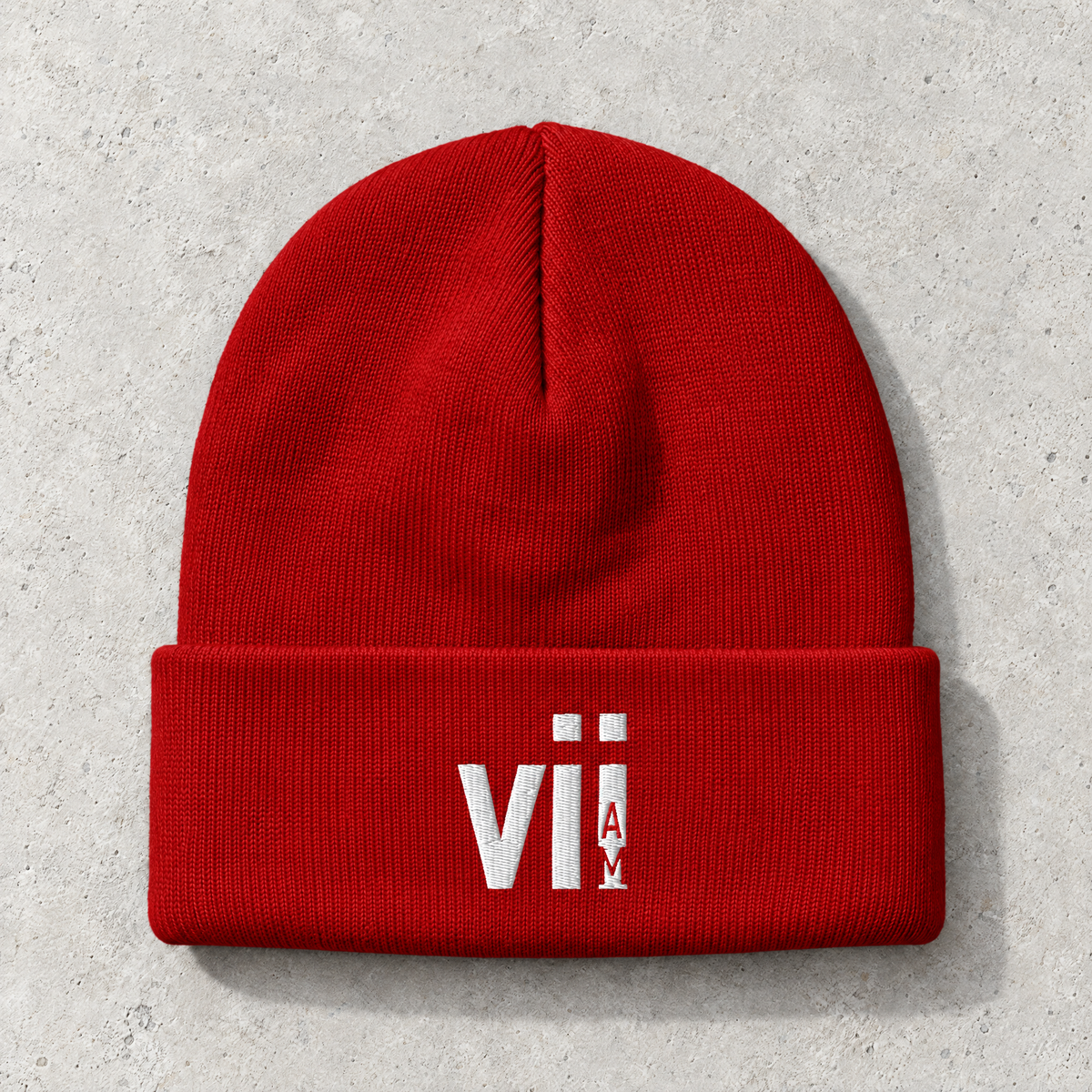 i AM Omega - White Design - Embroidered Beanie