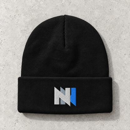 Navigate The Noise - White + Blue Design - Embroidered Beanie