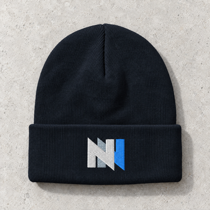 Navigate The Noise - White + Blue Design - Embroidered Beanie