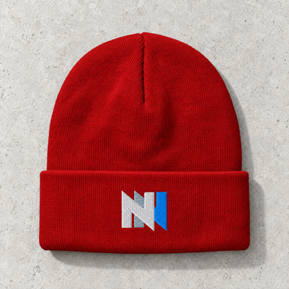 Navigate The Noise - White + Blue Design - Embroidered Beanie