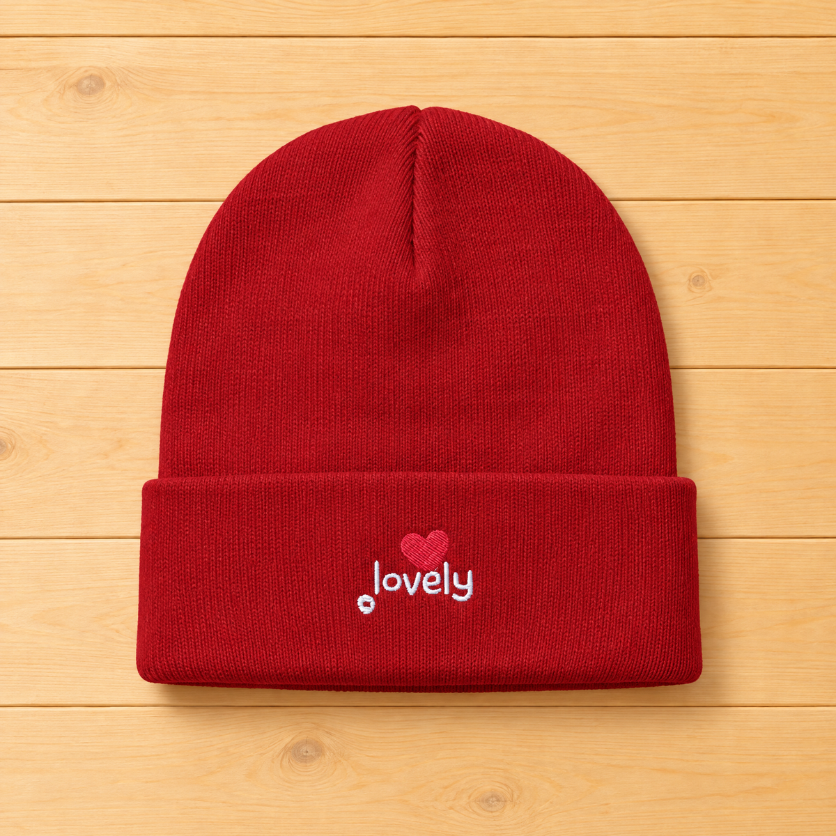 Think Lovely - White Design - Embroidered Beanie