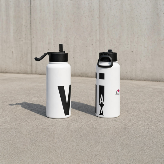 i AM OMEGA - Stainless steel water bottle with a straw lid