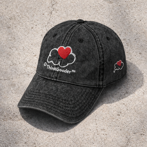 ThinkGooder - White Design - Vintage Cotton Twill Cap