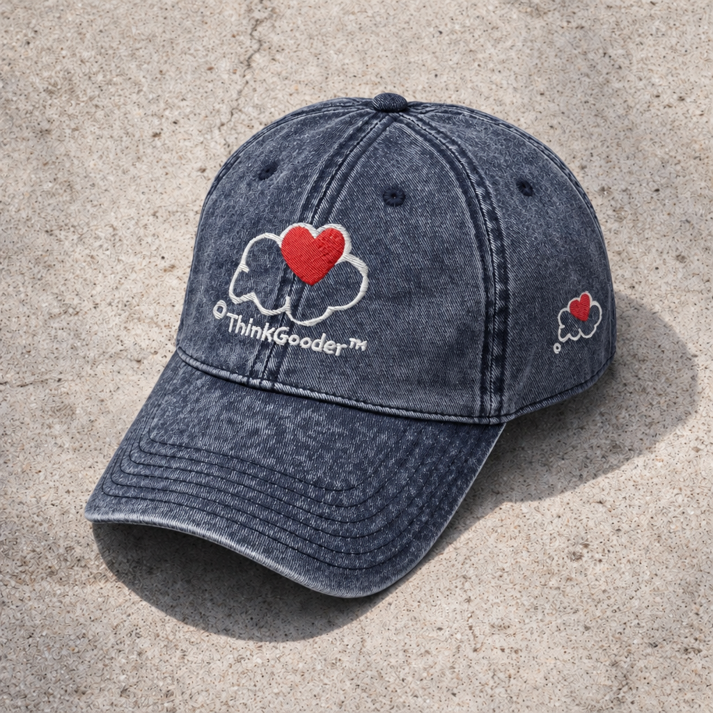 ThinkGooder - White Design - Vintage Cotton Twill Cap