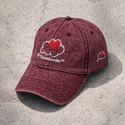 ThinkGooder - White Design - Vintage Cotton Twill Cap