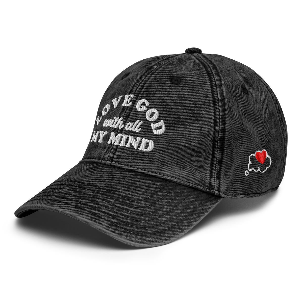 Love God With All My Mind - White Design - Cotton - Vintage Twill Cap