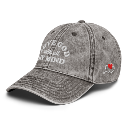 Love God With All My Mind - White Design - Cotton - Vintage Twill Cap