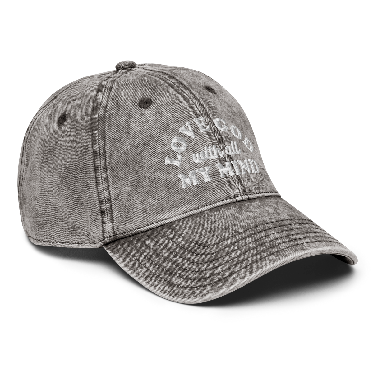 Love God With All My Mind - White Design - Cotton - Vintage Twill Cap