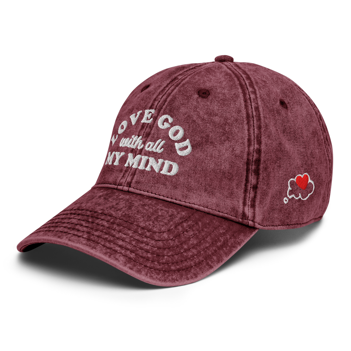 Love God With All My Mind - White Design - Cotton - Vintage Twill Cap