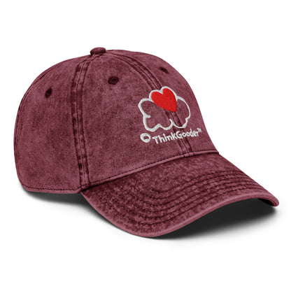 ThinkGooder - White Design - Vintage Cotton Twill Cap