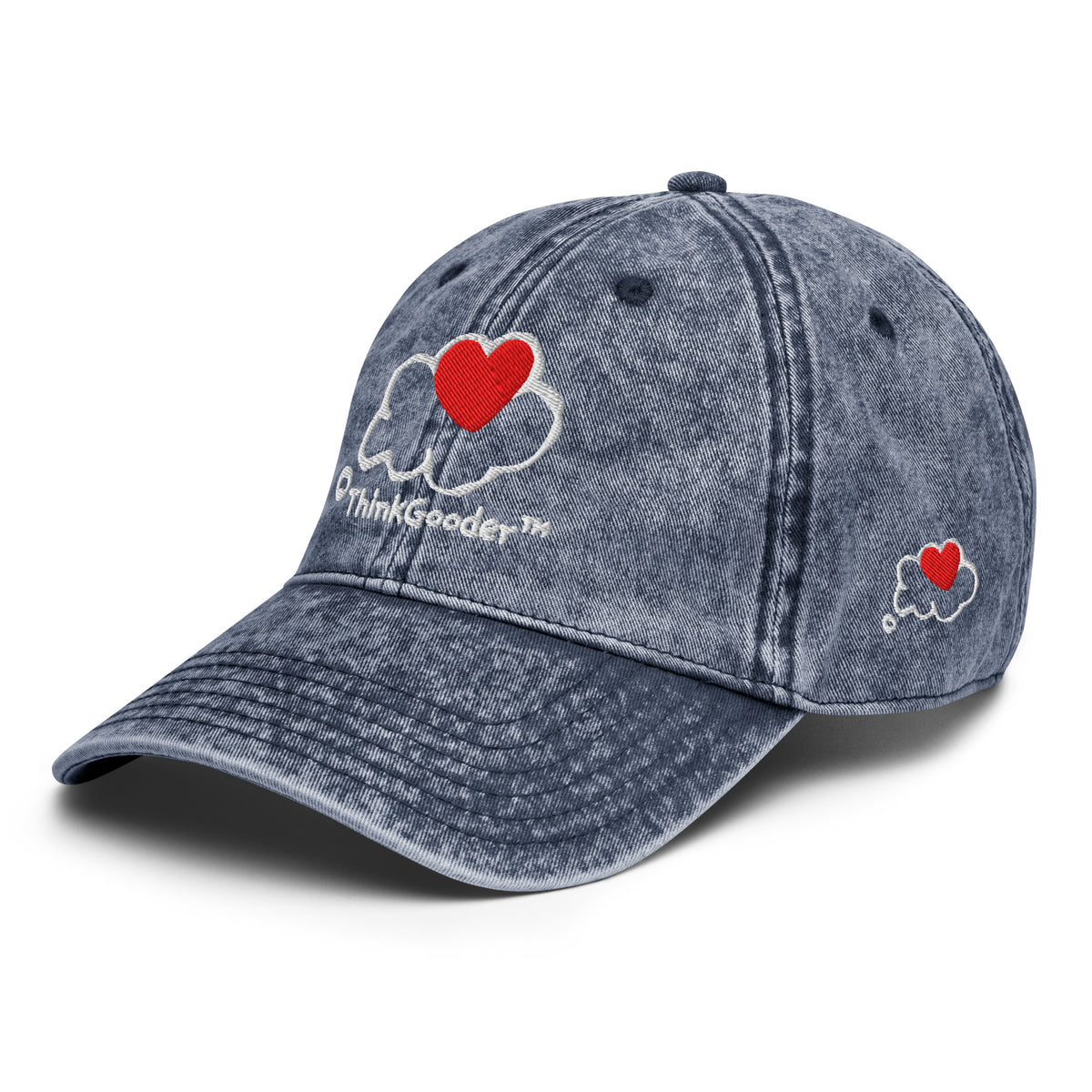ThinkGooder - White Design - Vintage Cotton Twill Cap