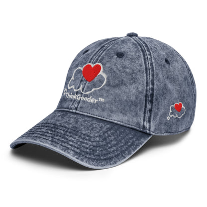 ThinkGooder - White Design - Vintage Cotton Twill Cap