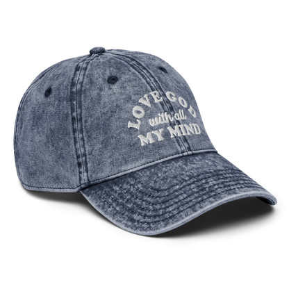 Love God With All My Mind - White Design - Cotton - Vintage Twill Cap