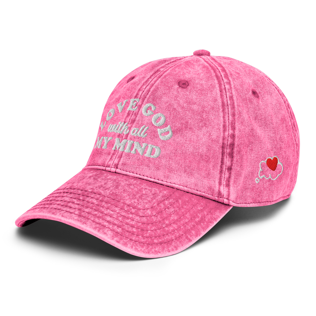 Love God With All My Mind - White Design - Cotton - Vintage Twill Cap