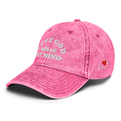 Love God With All My Mind - White Design - Cotton - Vintage Twill Cap