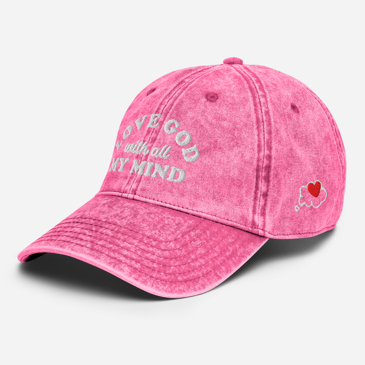 Love God With All My Mind - White Design - Cotton - Vintage Twill Cap