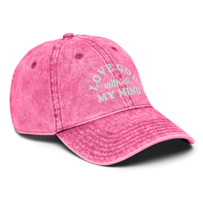 Love God With All My Mind - White Design - Cotton - Vintage Twill Cap