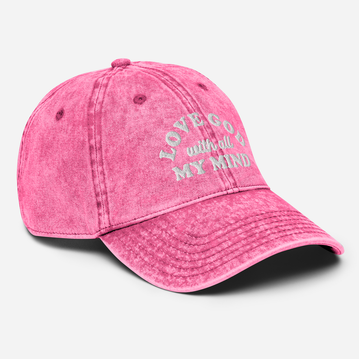 Love God With All My Mind - White Design - Cotton - Vintage Twill Cap