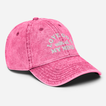 Love God With All My Mind - White Design - Cotton - Vintage Twill Cap