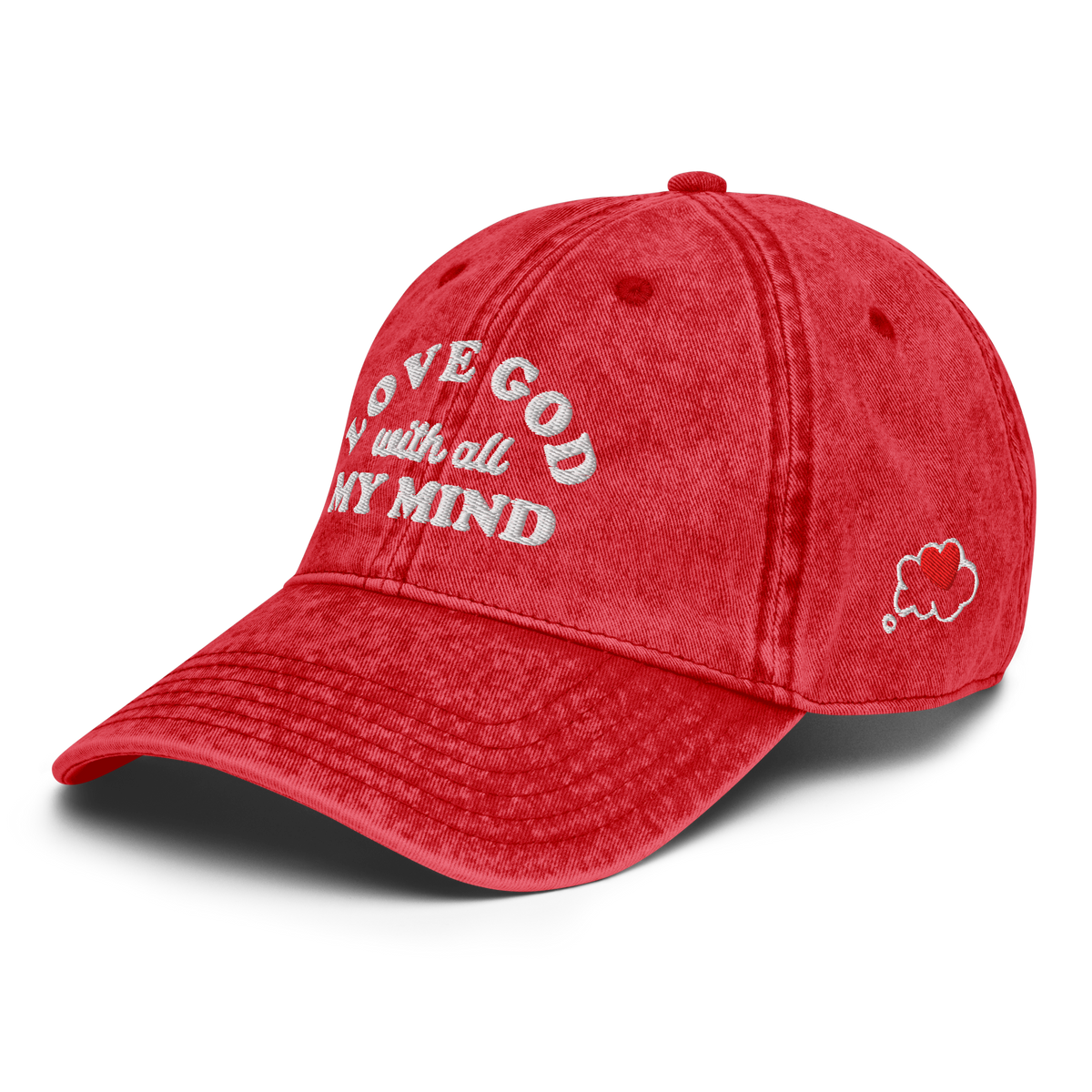 Love God With All My Mind - White Design - Cotton - Vintage Twill Cap