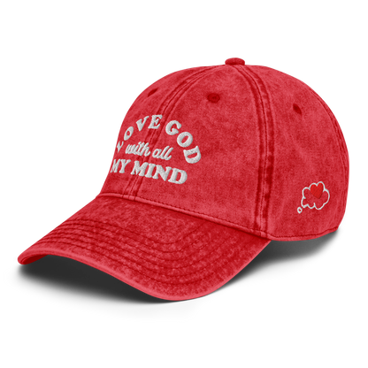 Love God With All My Mind - White Design - Cotton - Vintage Twill Cap