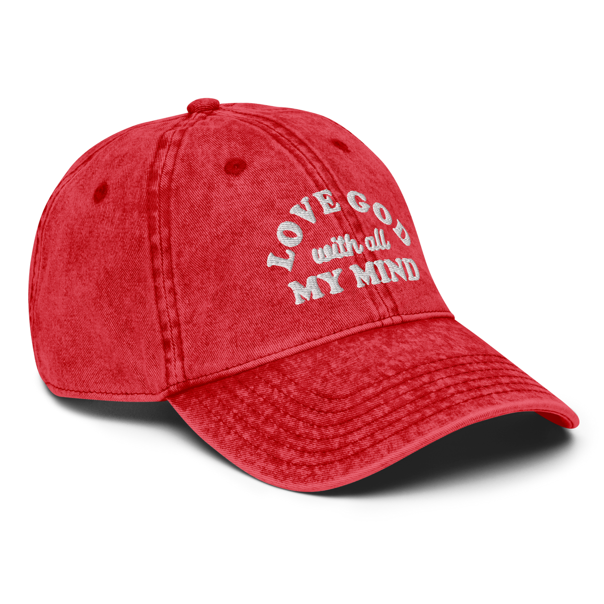 Love God With All My Mind - White Design - Cotton - Vintage Twill Cap